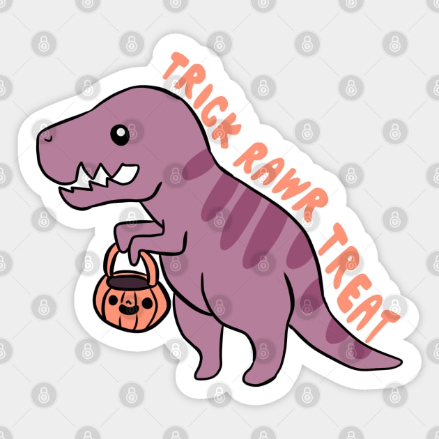 Trick rawr treat a funny T rex ready for halloween Sticker by Yarafantasyart